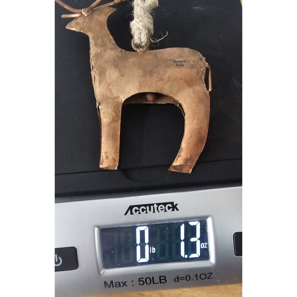 Handmade Rustic Metal Reindeer Bell Ornament Wall Hanging India Welded 5.5" - Picture 9 of 9